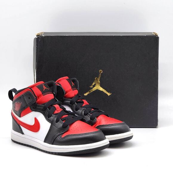 Nike Air Jordan 1 Mid PS 640734-079 Leather Sneakers Fire Red US 13C EU 31 New - Picture 1 of 9